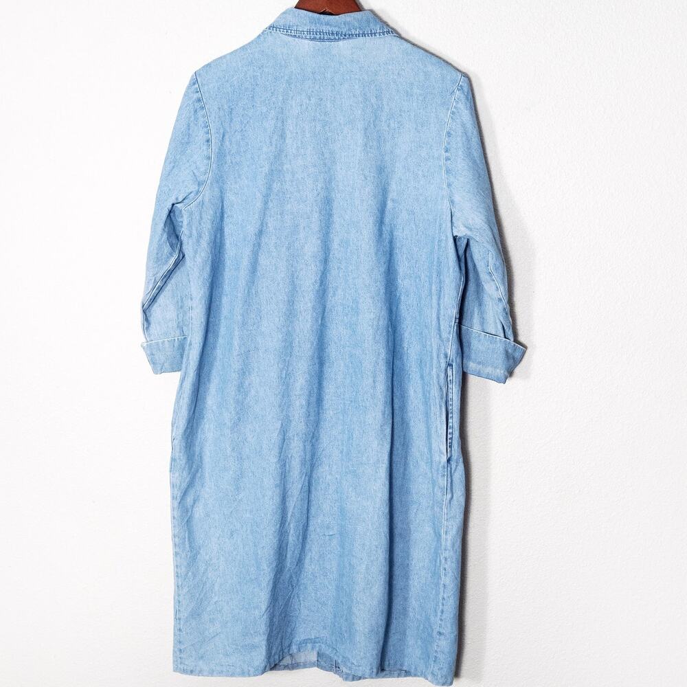 Lord Isaacs Denim Shirt Dress Size L Western Core Button Front Vintage - Picture 2 of 10